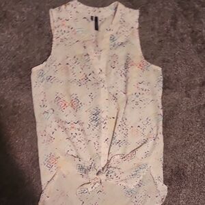 Maurices White Multicolor Splatter Blouse